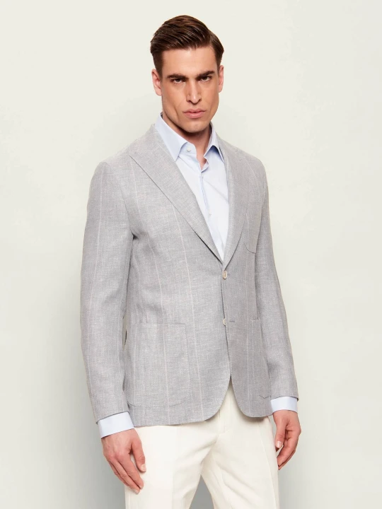Zdjęcie produktu Eleventy Lniana Marynarka | Slim Fit | z dodatkiem jedwabiu i wełny błękitny