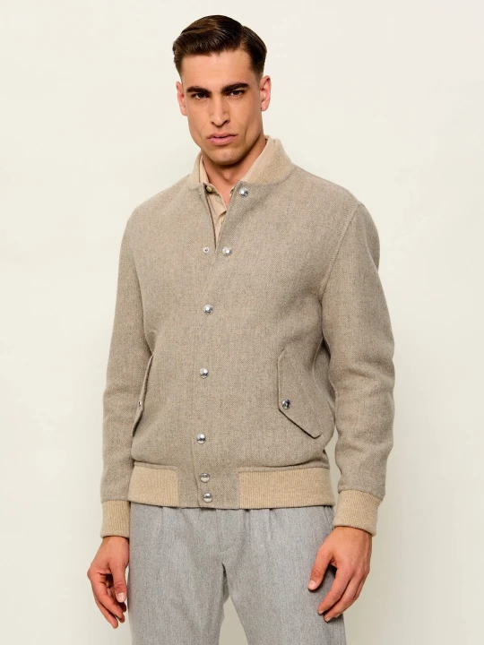 Zdjęcie produktu Eleventy Wełniana kurtka bomber | Regular Fit | z dodatkiem kaszmiru szary