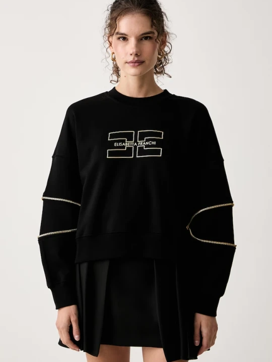 Zdjęcie produktu Elisabetta Franchi bluza damska z bawełną czarny