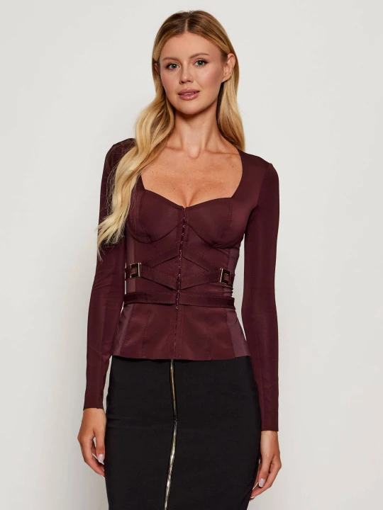 Zdjęcie produktu Elisabetta Franchi Bluzka | Slim Fit bordowy