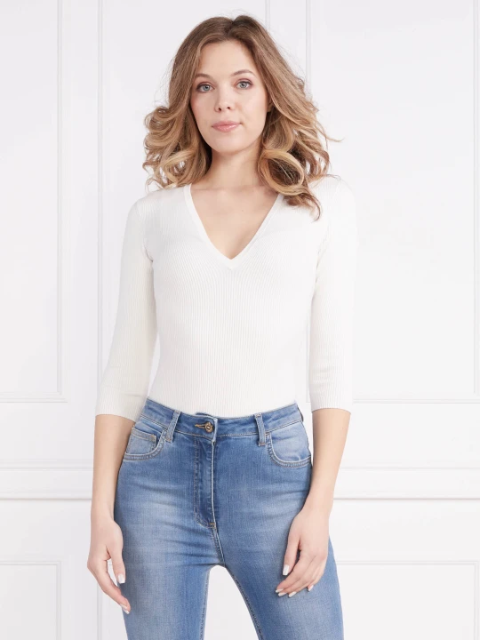 Zdjęcie produktu Elisabetta Franchi Bluzka | Slim Fit | z dodatkiem jedwabiu biały