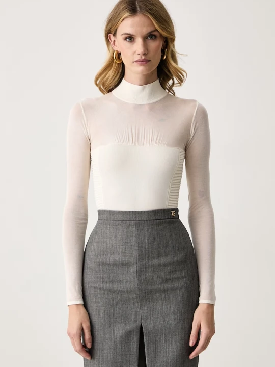 Zdjęcie produktu Elisabetta Franchi body damskie z lyocellem beżowy