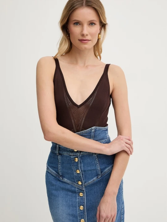Zdjęcie produktu Elisabetta Franchi body damskie z wiskozy brązowy