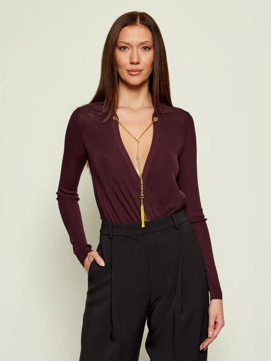 Zdjęcie produktu Elisabetta Franchi Body | Slim Fit | z dodatkiem jedwabiu bordowy