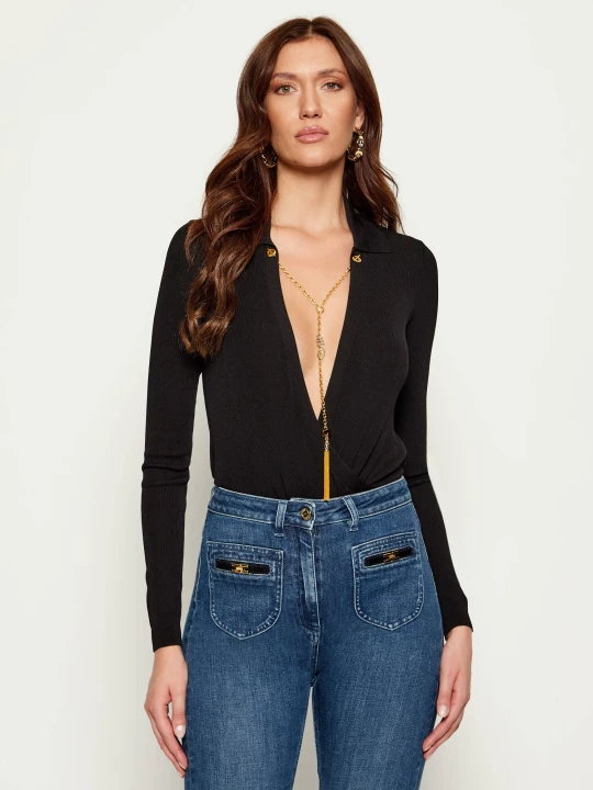 Zdjęcie produktu Elisabetta Franchi Body | Slim Fit | z dodatkiem jedwabiu czarny