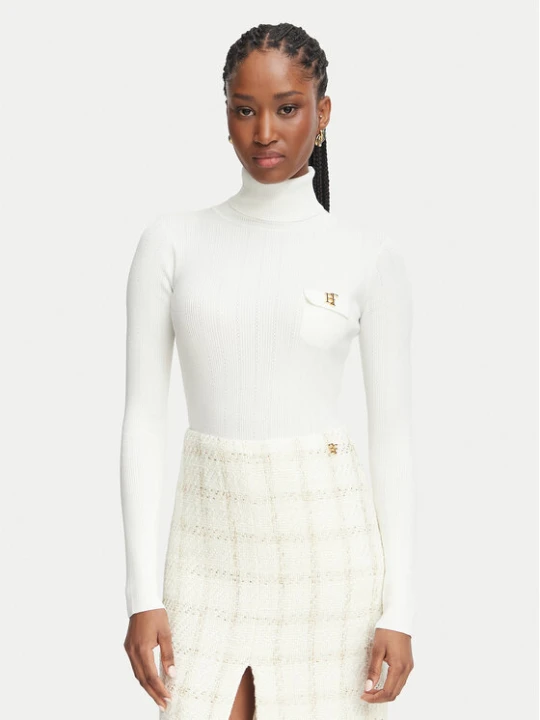 Zdjęcie produktu Elisabetta Franchi Golf MK-05B-66E2-V350 Biały Slim Fit