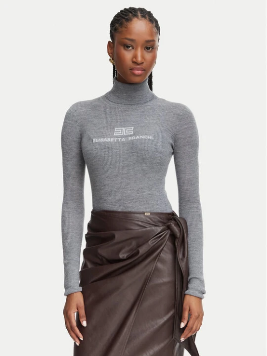 Zdjęcie produktu Elisabetta Franchi Golf MK-18B-66E2-V320 Szary Slim Fit
