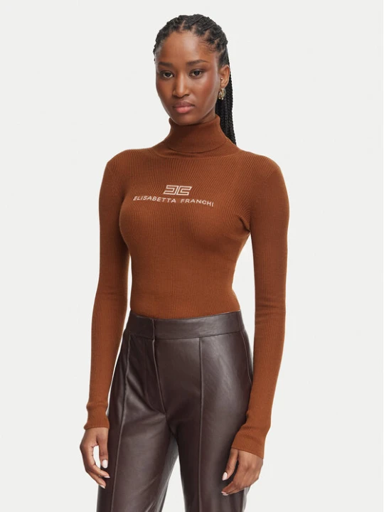 Zdjęcie produktu Elisabetta Franchi Golf MK-18B-66E2-V320pr Brązowy Slim Fit