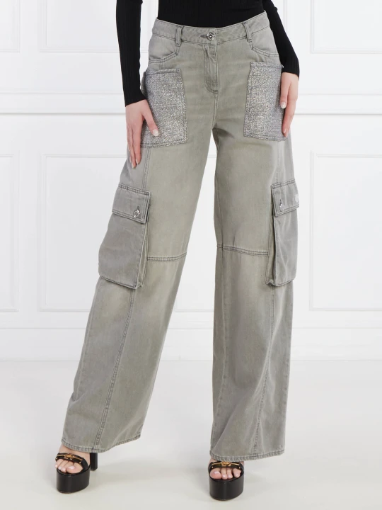 Zdjęcie produktu Elisabetta Franchi Jeansy cargo | Oversize fit szary