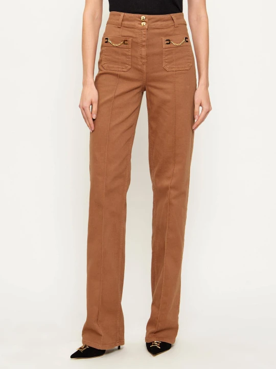 Zdjęcie produktu Elisabetta Franchi Jeansy | flare fit koniakowy