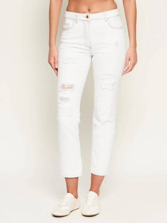 Zdjęcie produktu Elisabetta Franchi Jeansy | Straight fit | mid rise ecru