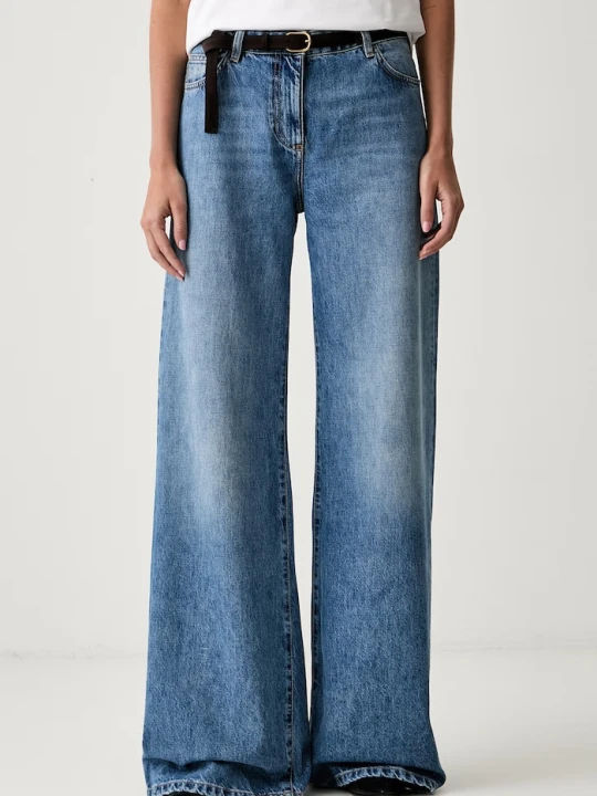 Zdjęcie produktu Elisabetta Franchi jeansy wide leg damskie niebieski