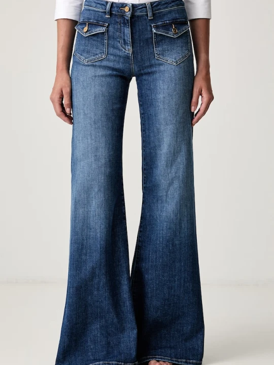 Zdjęcie produktu Elisabetta Franchi jeansy wide leg damskie niebieski
