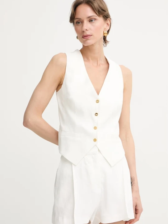 Zdjęcie produktu Elisabetta Franchi kamizelka damska z lnem beżowy