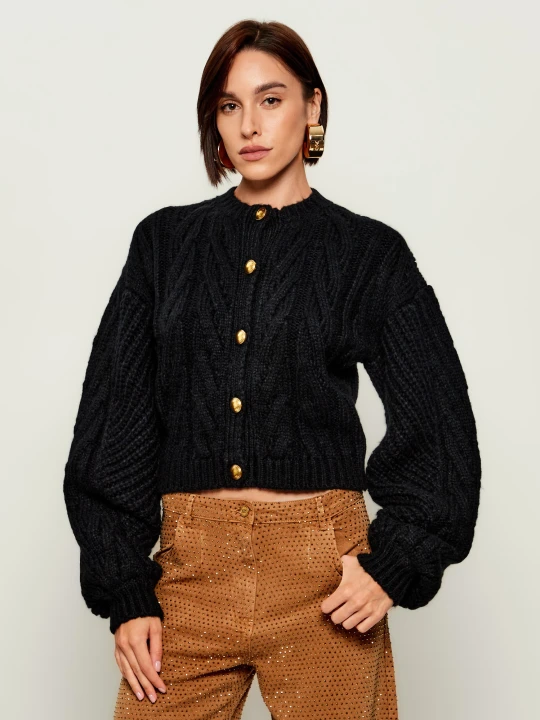 Zdjęcie produktu Elisabetta Franchi Kardigan | Loose fit | z dodatkiem wełny czarny