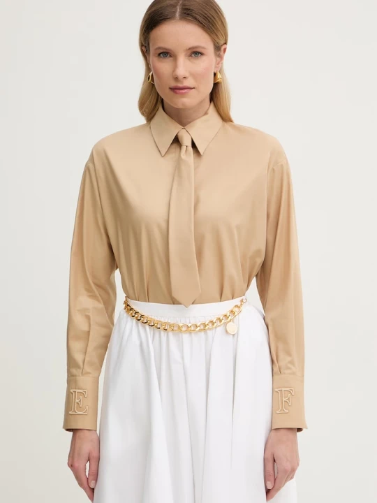 Zdjęcie produktu Elisabetta Franchi koszula bawełniana beżowy