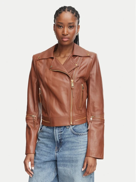 Zdjęcie produktu Elisabetta Franchi Kurtka skórzana GD-01Z-66E2-V1490 Brązowy Regular Fit