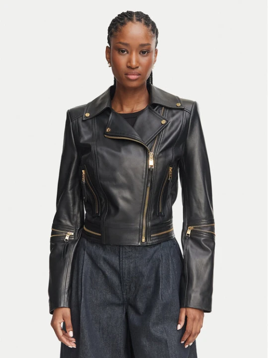 Zdjęcie produktu Elisabetta Franchi Kurtka skórzana GD-01Z-66E2-V1490 Czarny Regular Fit