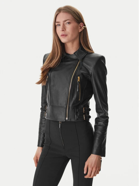 Zdjęcie produktu Elisabetta Franchi Kurtka skórzana GD-57Z-61E2-V1490 Czarny Regular Fit