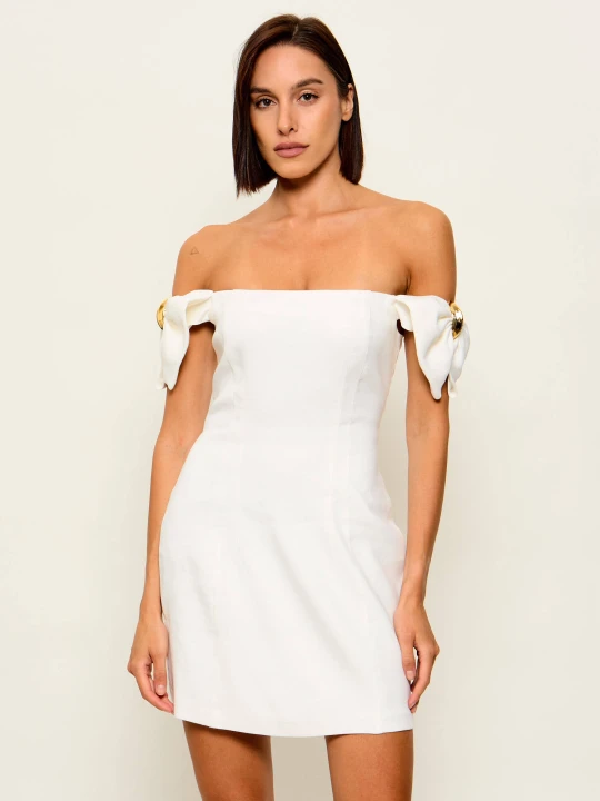 Zdjęcie produktu Elisabetta Franchi Lniana sukienka biały