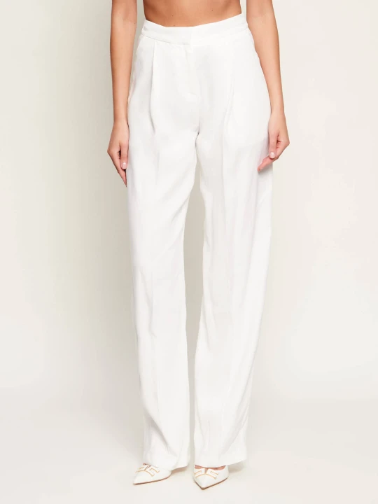 Zdjęcie produktu Elisabetta Franchi Lniane spodnie | Straight fit biały