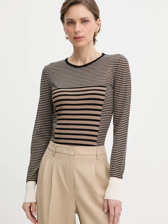 Zdjęcie produktu Elisabetta Franchi longsleeve damski z bawełną brązowy