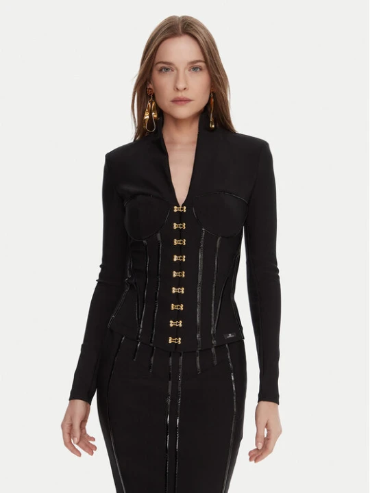 Zdjęcie produktu Elisabetta Franchi Marynarka GI-182-57E2-V590 Czarny Slim Fit