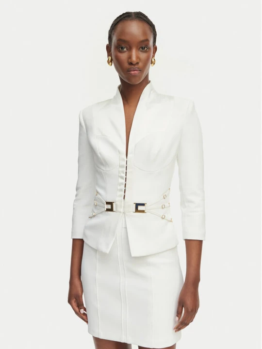 Zdjęcie produktu Elisabetta Franchi Marynarka GI-202-61E2-V590 Biały Regular Fit