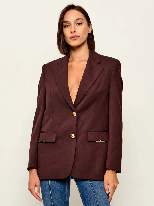 Zdjęcie produktu Elisabetta Franchi Marynarka | Oversize fit | z dodatkiem wełny brązowy