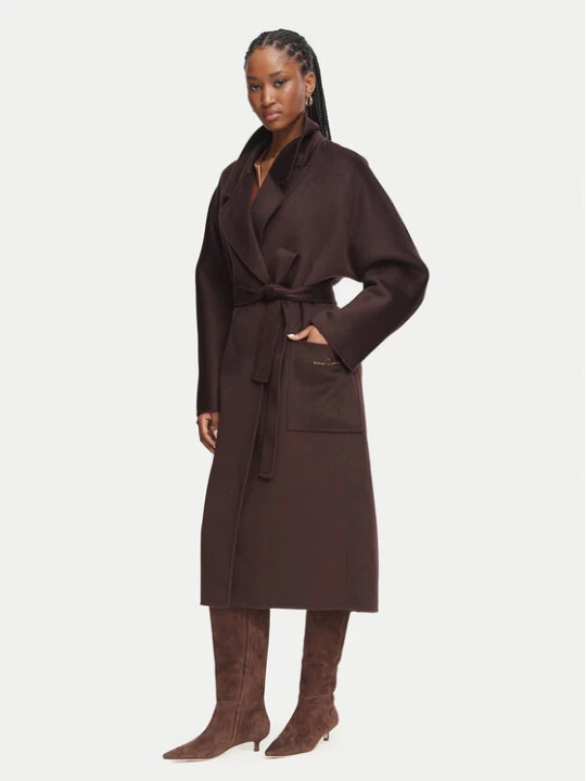 Zdjęcie produktu Elisabetta Franchi Płaszcz wełniany CP-01D-66E2-V850 Brązowy ciemny Regular Fit