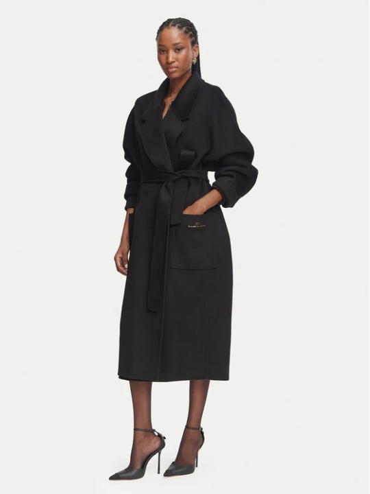 Zdjęcie produktu Elisabetta Franchi Płaszcz wełniany CP-01D-66E2-V850 Czarny Regular Fit