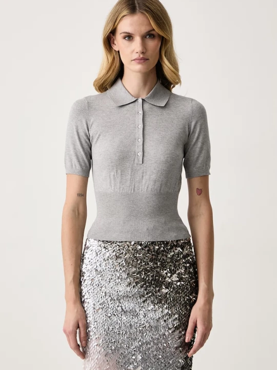 Zdjęcie produktu Elisabetta Franchi polo damskie z wiskozą szary