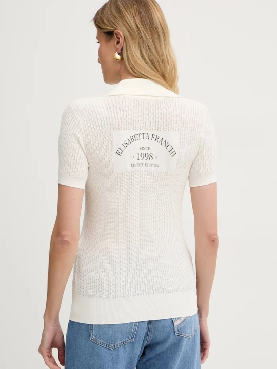 Zdjęcie produktu Elisabetta Franchi polo damskie z wiskozy beżowy