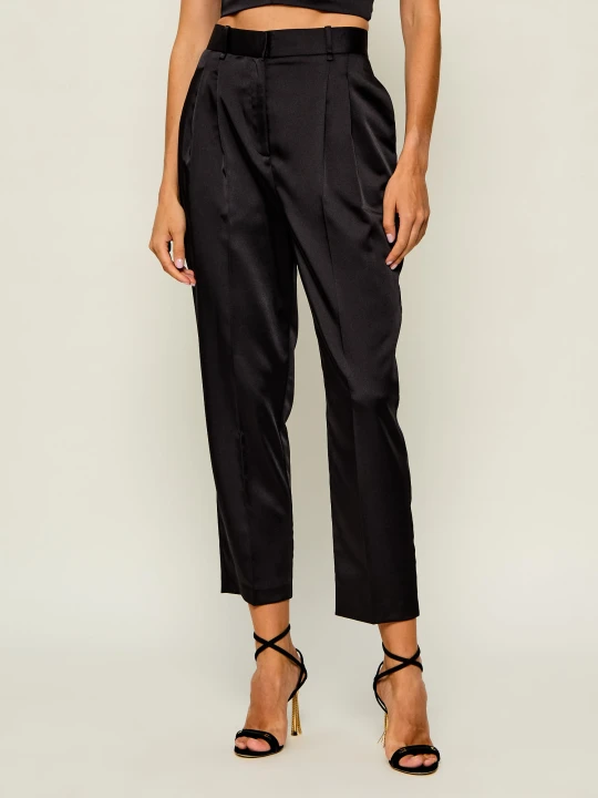 Zdjęcie produktu Elisabetta Franchi Satynowe spodnie | Relaxed fit czarny