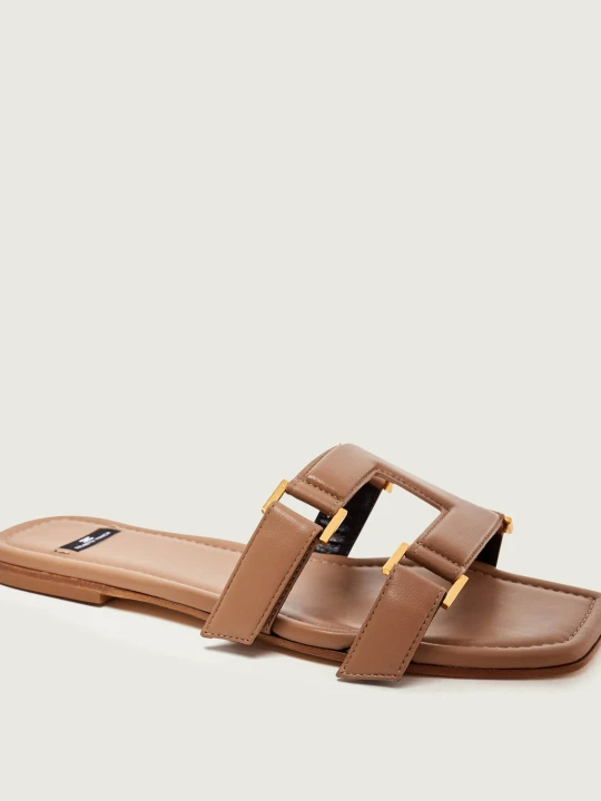 Zdjęcie produktu Elisabetta Franchi Skórzane klapki beżowy