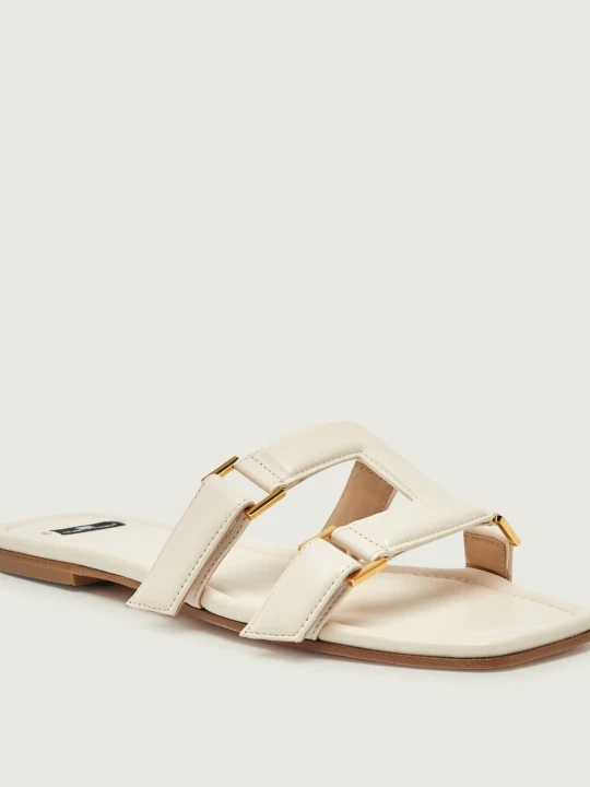 Zdjęcie produktu Elisabetta Franchi Skórzane klapki ecru