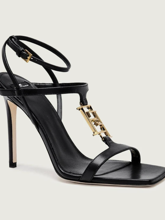 Zdjęcie produktu Elisabetta Franchi Skórzane sandały na szpilce czarny