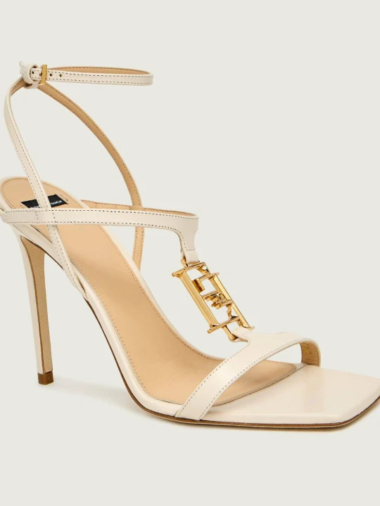 Zdjęcie produktu Elisabetta Franchi Skórzane sandały na szpilce beżowy