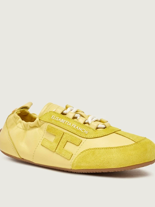 Zdjęcie produktu Elisabetta Franchi Skórzane sneakersy | zamsz żółty