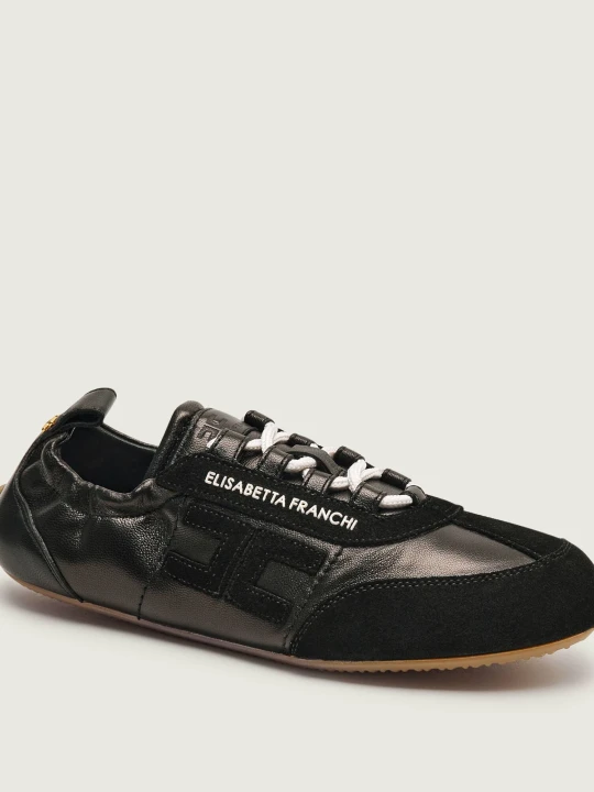 Zdjęcie produktu Elisabetta Franchi Skórzane sneakersy | zamsz czarny