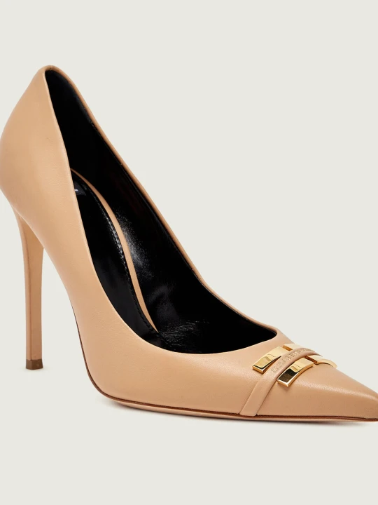 Zdjęcie produktu Elisabetta Franchi Skórzane szpilki beżowy