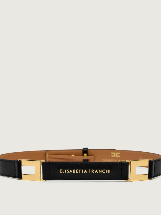 Zdjęcie produktu Elisabetta Franchi Skórzany pasek czarny