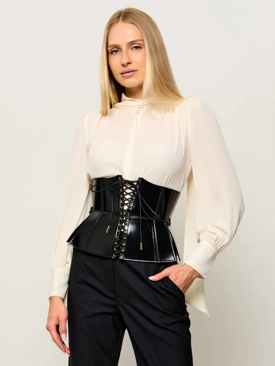Zdjęcie produktu Elisabetta Franchi Skórzany pasek czarny