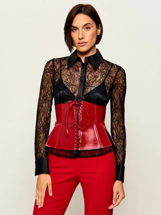 Zdjęcie produktu Elisabetta Franchi Skórzany pasek czerwony