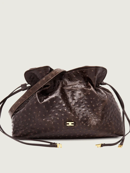 Zdjęcie produktu Elisabetta Franchi Skórzany worek brązowy