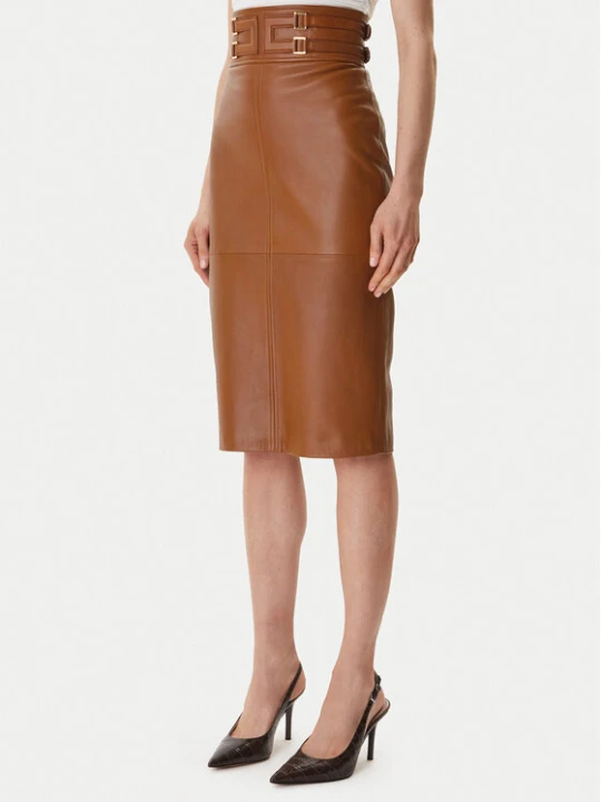 Zdjęcie produktu Elisabetta Franchi Spódnica skórzana GP-09Z-61E2-V890 Brązowy Regular Fit