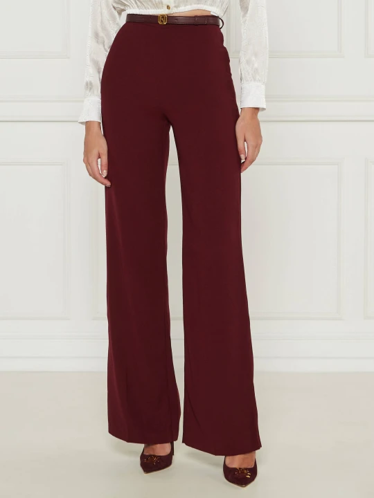 Zdjęcie produktu Elisabetta Franchi Spodnie z paskiem | flare fit bordowy
