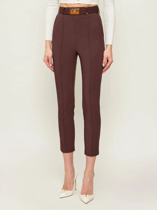 Zdjęcie produktu Elisabetta Franchi Spodnie z paskiem | Slim Fit brązowy