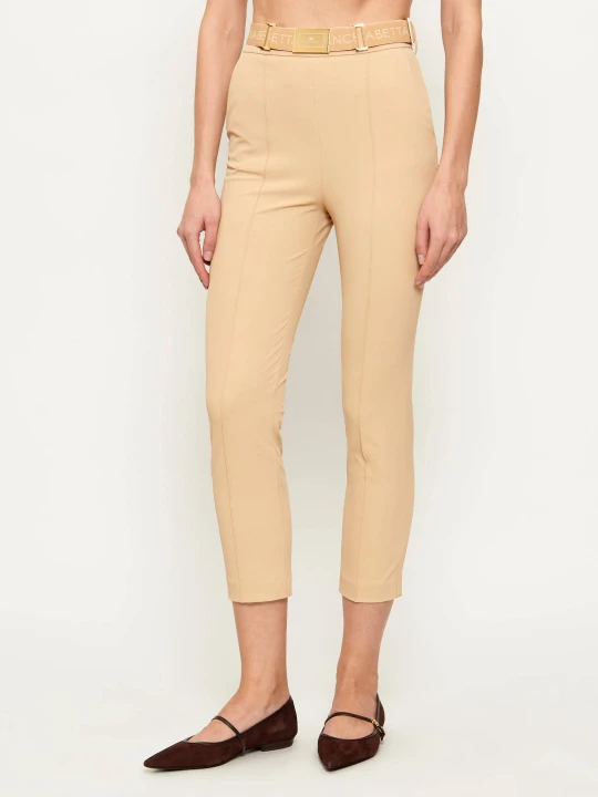Zdjęcie produktu Elisabetta Franchi Spodnie z paskiem | Slim Fit beżowy