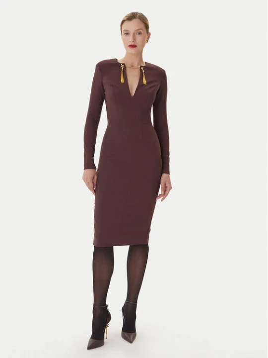 Zdjęcie produktu Elisabetta Franchi Sukienka koktajlowa AB-805-57E2-V460 Bordowy Slim Fit